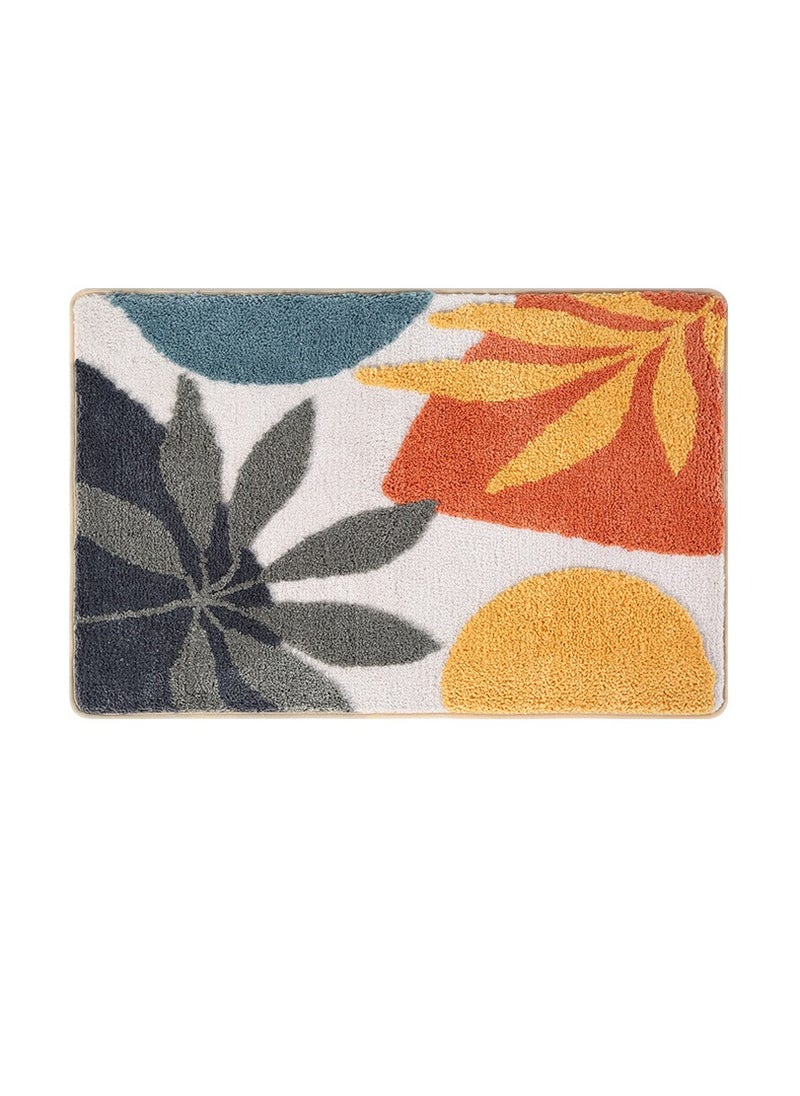 Bluejw - Bath Mat Non-Slip Soft Adorable Boho Floral Bath Rugs Machine Washable Bathtub Mat Water Absorbent Plush Shaggy Carpet Thick Bathroom Kitchen Floor Microfiber Doormat 40x60CM - Image 1