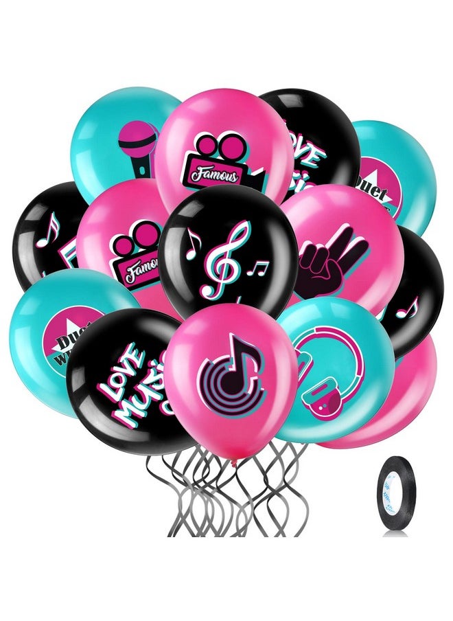 Suilung 45 Pieces 12 Inch Music Themed Party Balloons Music Note Signs Birthday Party Latex Balloons With 1 Roll Ribbon Music Party Supplies For Boys Girls Adults Music Birthday Party Dj Short Video Party  - Image 1