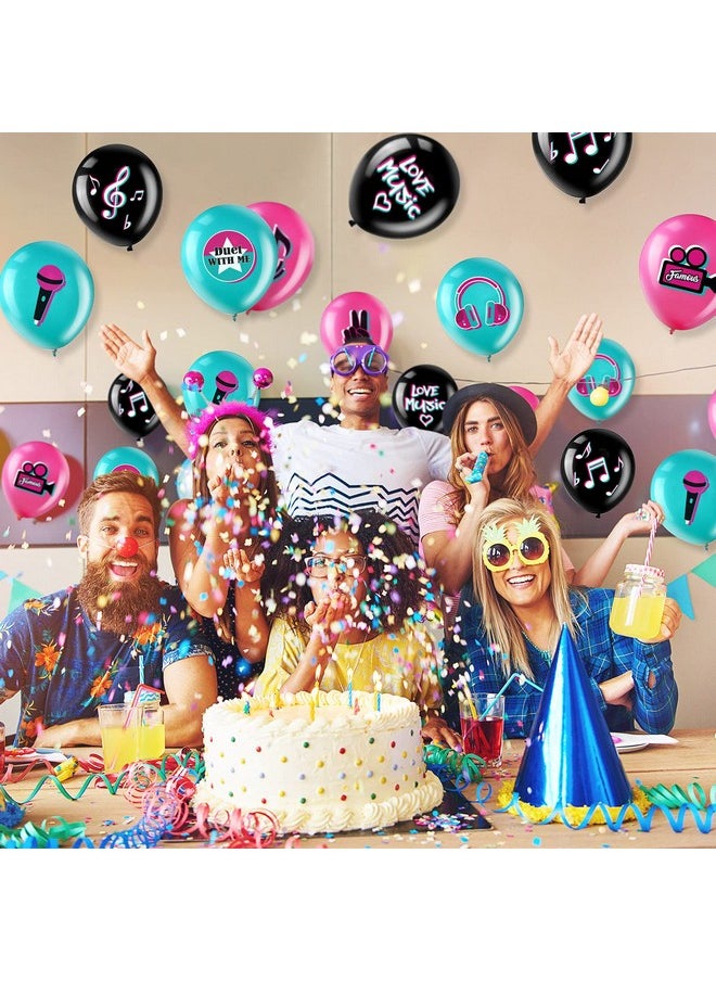 Suilung 45 Pieces 12 Inch Music Themed Party Balloons Music Note Signs Birthday Party Latex Balloons With 1 Roll Ribbon Music Party Supplies For Boys Girls Adults Music Birthday Party Dj Short Video Party  - Image 3