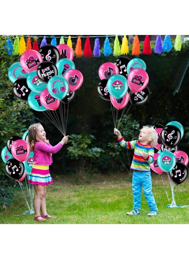 Suilung 45 Pieces 12 Inch Music Themed Party Balloons Music Note Signs Birthday Party Latex Balloons With 1 Roll Ribbon Music Party Supplies For Boys Girls Adults Music Birthday Party Dj Short Video Party  - Image 4