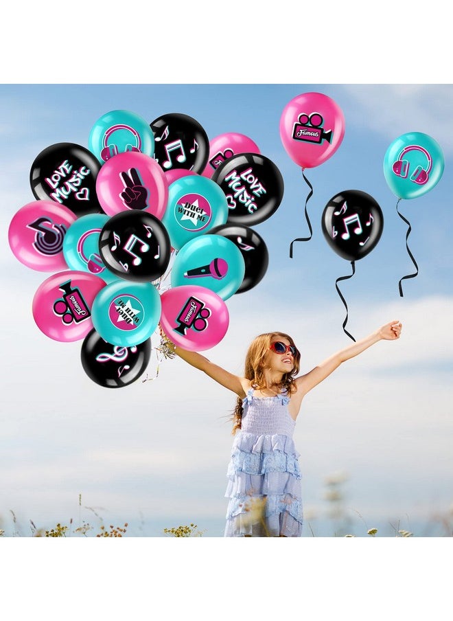 Suilung 45 Pieces 12 Inch Music Themed Party Balloons Music Note Signs Birthday Party Latex Balloons With 1 Roll Ribbon Music Party Supplies For Boys Girls Adults Music Birthday Party Dj Short Video Party  - Image 5