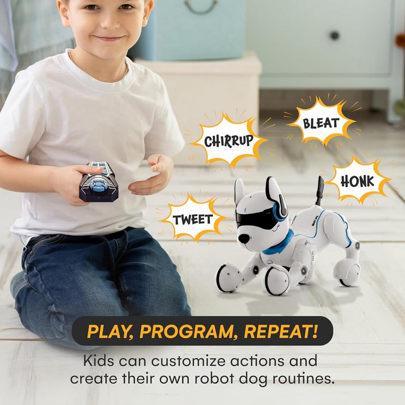 Top Race Remote Control Robot Dog Toy - 12"x10" Interactive With Touch Function & Voice Control - Programmable for Kids, Mimics Animal Forms - RC Rechargeable Smart Robot - Ages 3 & Up - Image 4