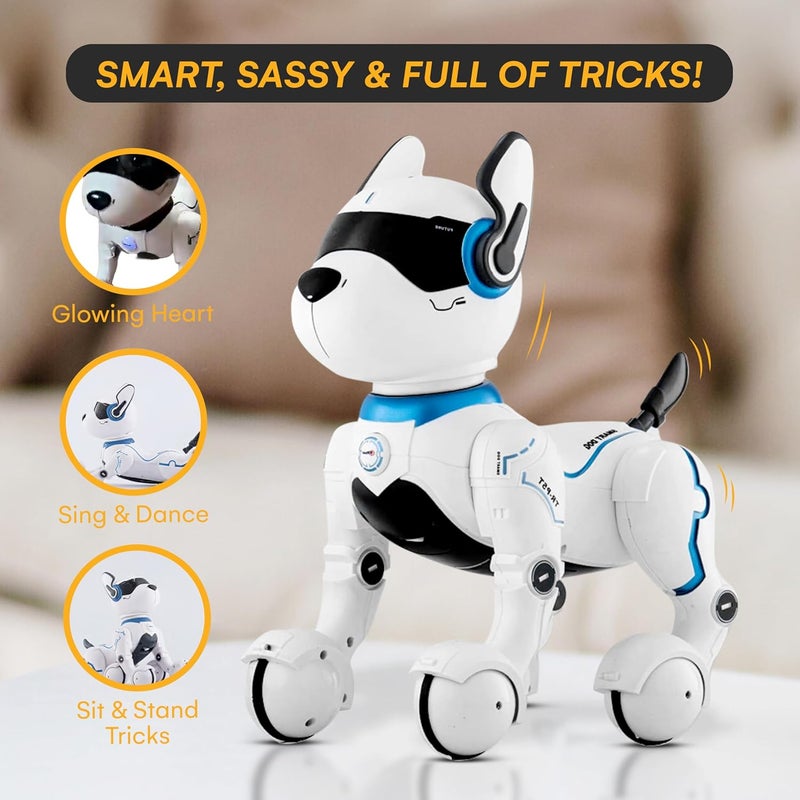 Top Race Remote Control Robot Dog Toy - 12"x10" Interactive With Touch Function & Voice Control - Programmable for Kids, Mimics Animal Forms - RC Rechargeable Smart Robot - Ages 3 & Up - Image 5