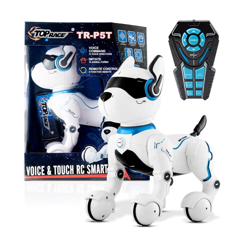 Top Race Remote Control Robot Dog Toy - 12"x10" Interactive With Touch Function & Voice Control - Programmable for Kids, Mimics Animal Forms - RC Rechargeable Smart Robot - Ages 3 & Up - Image 1