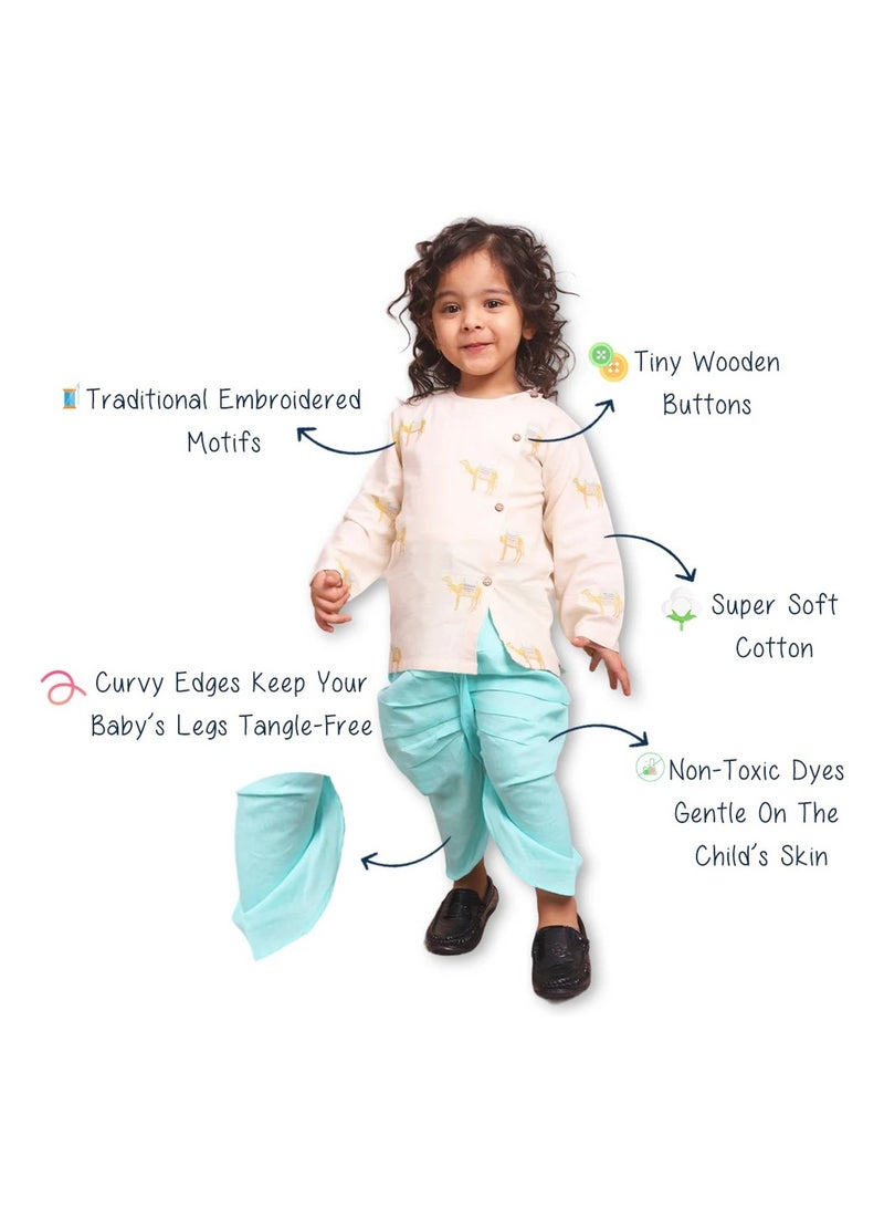 بولكاتوتس بلوزة أنجراكا مطرزة باللون الجمل بأكمام طويلة من Polka Tots مع دوتي - كريمي (3 سنوات - 4 سنوات)  - Image 5
