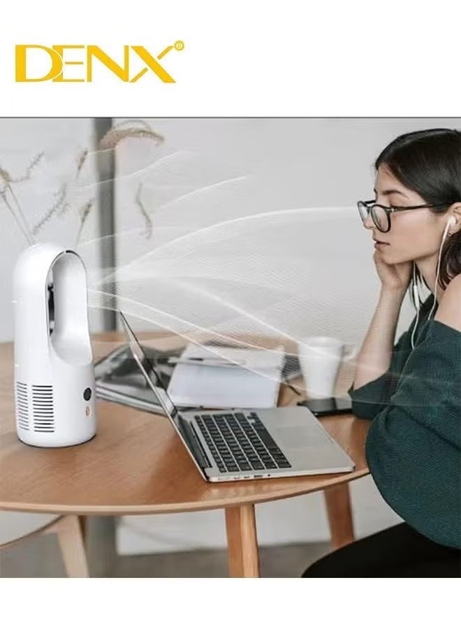 Denx Bladeless Desk Fan – 13.8-Inch Portable Table Fan with 6000mAh Battery, 6 Speeds, LED Display, Small & Quiet for Bedroom, Office & Outdoor Use - Image 5
