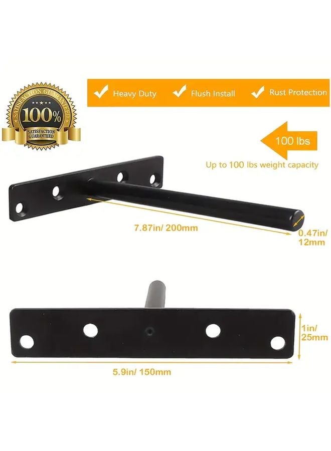 6 Inch 4 Pack Floating Shelf Brackets Heavy Duty Hidden Support Steel Wall Mount - Image 5