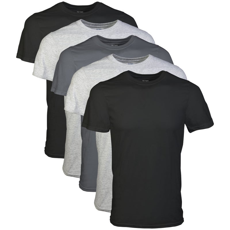 Gildan Men's Crew T-Shirts, Multipack, Style G1100, Black/Sport Grey/Charcoal (5-Pack), Large - Image 1