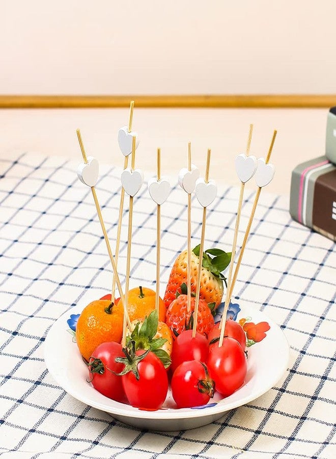 AKOAK 100 Counts Handmade 4.7" White Heart Cocktail Sticks Sandwich Fruit Toothpicks Cocktail Picks Party Supplies - Image 5