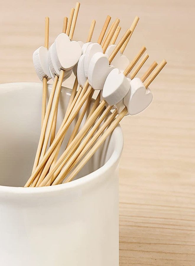 AKOAK 100 Counts Handmade 4.7" White Heart Cocktail Sticks Sandwich Fruit Toothpicks Cocktail Picks Party Supplies - Image 3