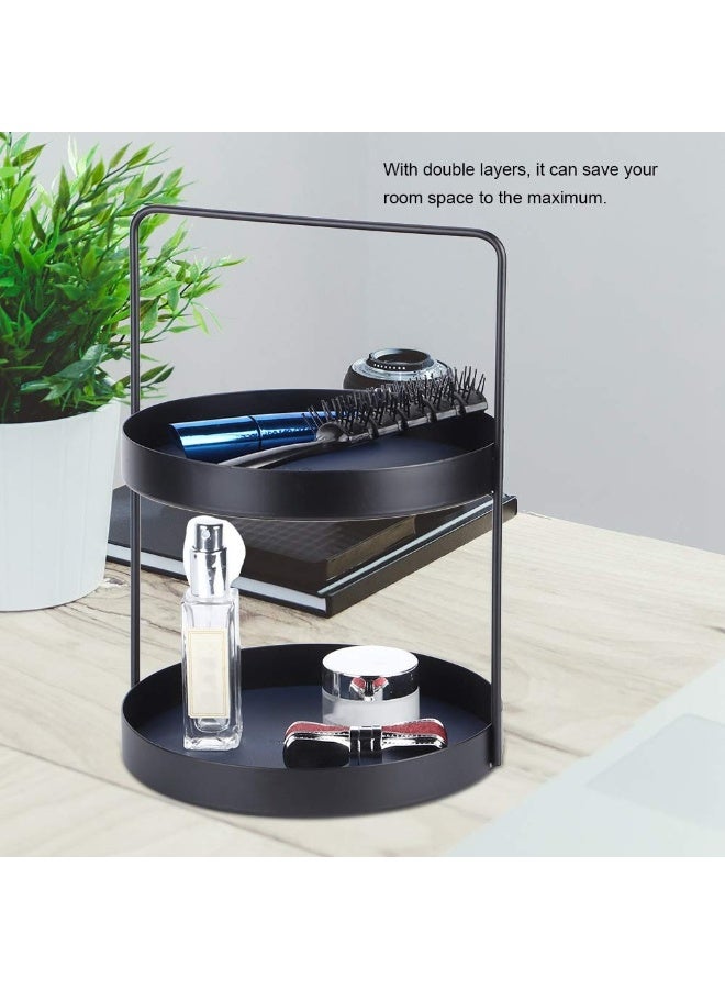 Happy Home Multi-purpose 2-tier metal organizer 37 x 29 cm - ideal for the kitchen to organize spices and cooking utensils, for the bathroom to organize cosmetics and perfumes, and for the table or cabinet - practical and elegant design in black - Image 5