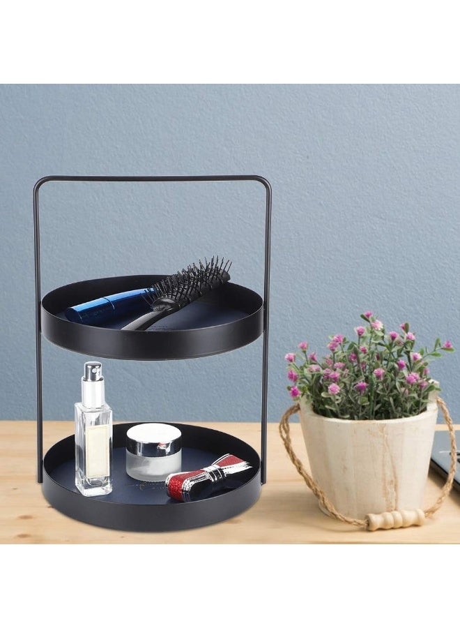 Happy Home Multi-purpose 2-tier metal organizer 37 x 29 cm - ideal for the kitchen to organize spices and cooking utensils, for the bathroom to organize cosmetics and perfumes, and for the table or cabinet - practical and elegant design in black - Image 4