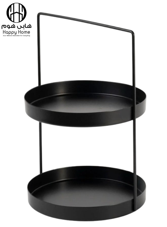 Happy Home Multi-purpose 2-tier metal organizer 37 x 29 cm - ideal for the kitchen to organize spices and cooking utensils, for the bathroom to organize cosmetics and perfumes, and for the table or cabinet - practical and elegant design in black - Image 2