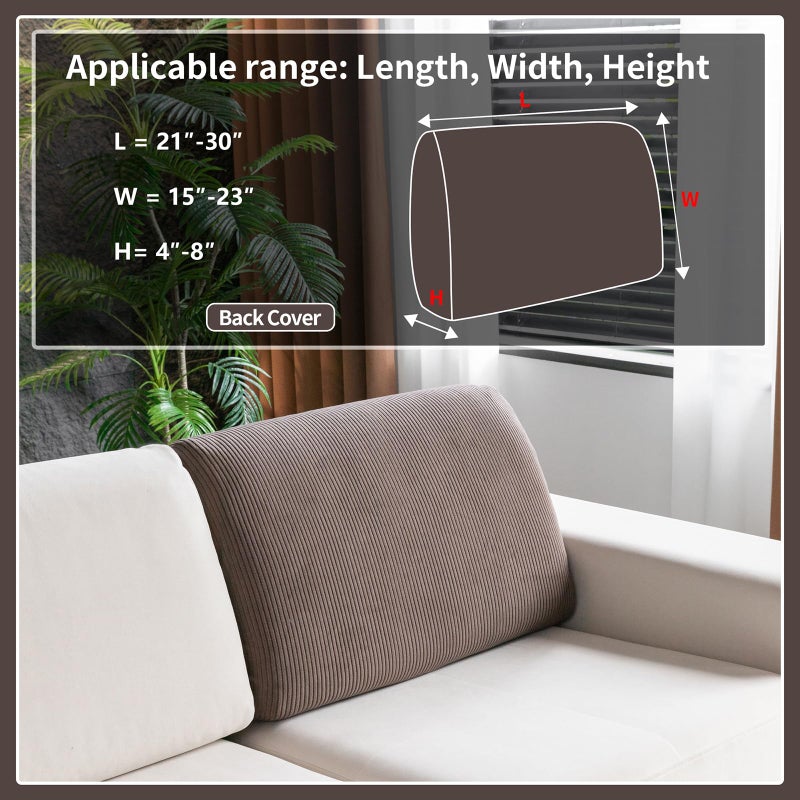OHSIO Sectional Couch Covers, Wear Resistant Stretch Sofa Covers Washable Soft Couch Cushion Covers Anti Slip Furniture Protector Sofa Slipcovers for Pets (1 Piece Back Couch Cover, Brown) - Image 2