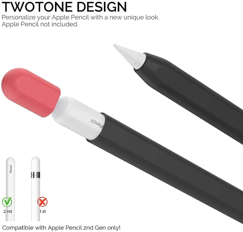 Mizi A-pple Pencil Pro (2024) & A-pple Pencil 2nd Generation Duotone Case Cover Silicone Sleeve Skin - (Black, Red) - Image 2
