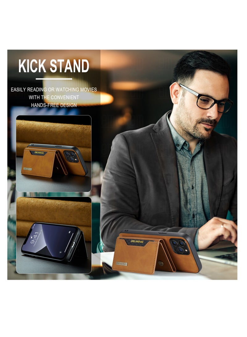 DGMING Wallet Case Compatible with iPhone 13 Pro Max DG-MING Premium Leather Phone Case Back Cover Magnetic Detachable with Trifold Wallet Card Holder Pocket for iPhone 13 Pro Max (Brown) - Image 4
