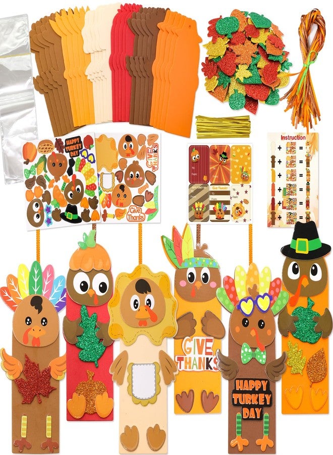Fancy Land 36 Sets Thanksgiving Crafts for Kids Fall Foam DIY Turkey Bookmarks Craft Kits Thanksgiving Classroom Activities Decorations - Image 1