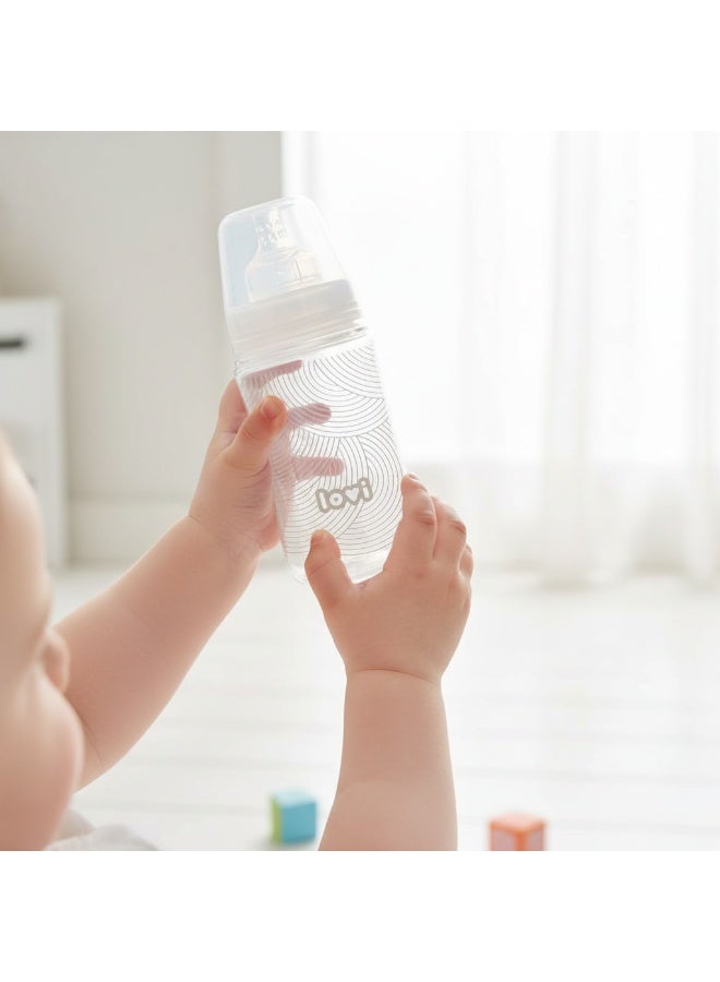 LOVI Trends Baby Feeding Bottle 250ml | BPA-Free | Anti-Colic | Safe for Breastfeeding Transition | 3+ Months | Grey Wave Design - Image 2