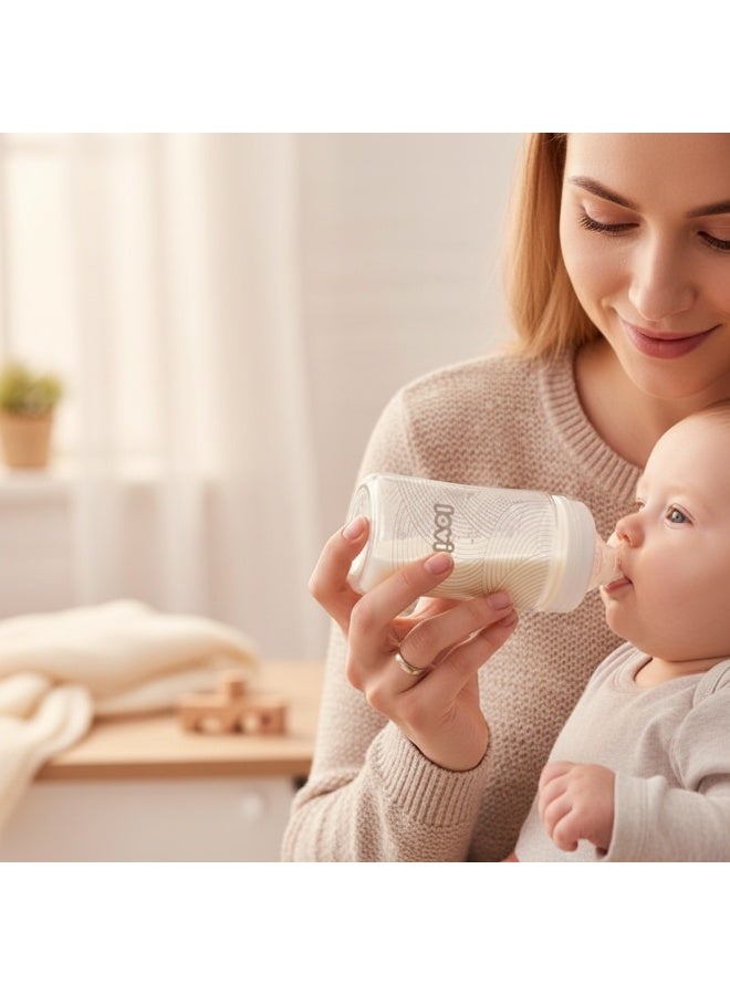 LOVI Trends Baby Feeding Bottle 250ml | BPA-Free | Anti-Colic | Safe for Breastfeeding Transition | 3+ Months | Grey Wave Design - Image 4