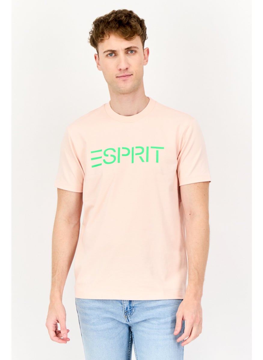 ESPRIT Men Crew Neck Short Sleeves Graphic Print T-Shirt, Pink  - Image 1