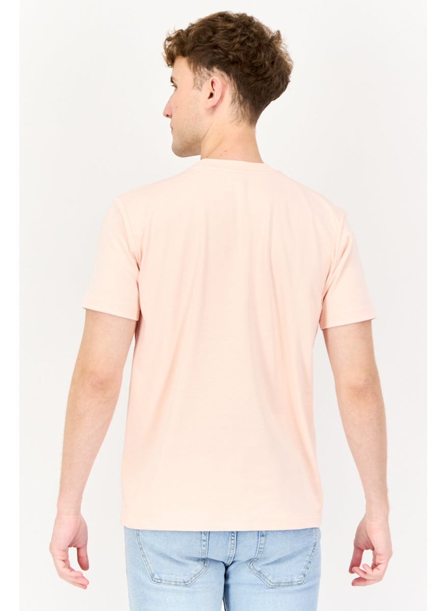 ESPRIT Men Crew Neck Short Sleeves Graphic Print T-Shirt, Pink  - Image 3