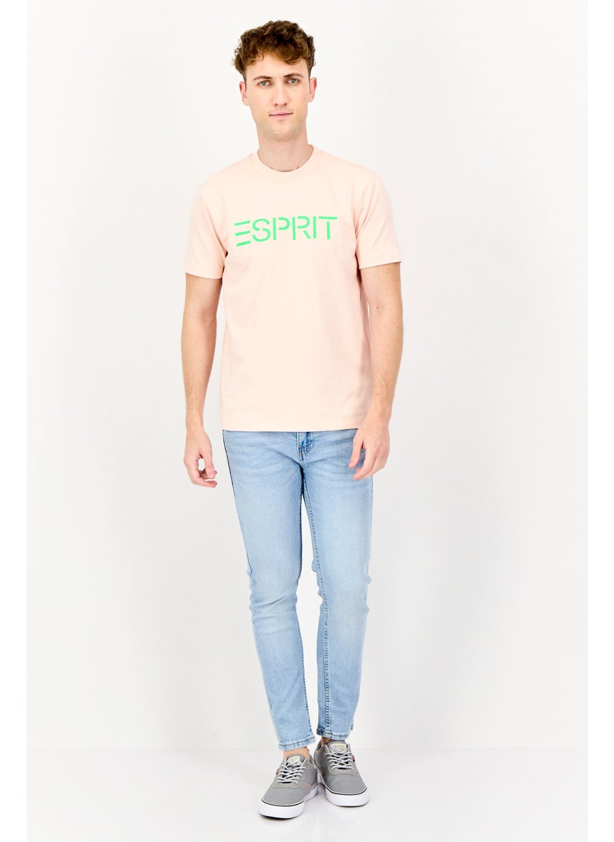 ESPRIT Men Crew Neck Short Sleeves Graphic Print T-Shirt, Pink  - Image 4