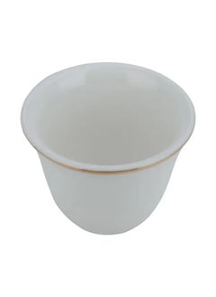 Alsaif Gallery Set of 12 pieces white porcelain Arabic coffee cups with gold line  - Image 3