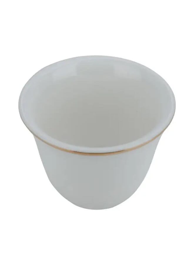 Alsaif Gallery Set of 12 pieces white porcelain Arabic coffee cups with gold line  - Image 3