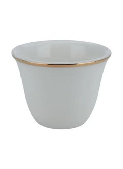 Alsaif Gallery Set of 12 pieces white porcelain Arabic coffee cups with gold line  - Image 2