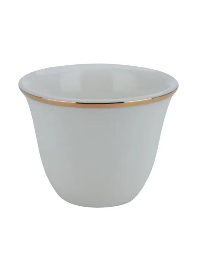 Alsaif Gallery Set of 12 pieces white porcelain Arabic coffee cups with gold line  - Image 2