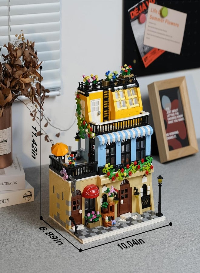 ENJBRICK Flowers City Hotel House Building Kit for Adutls, Creator Building Toy Set with Apartmant and Shops for Girls and Adults 1464 pcs - Image 3