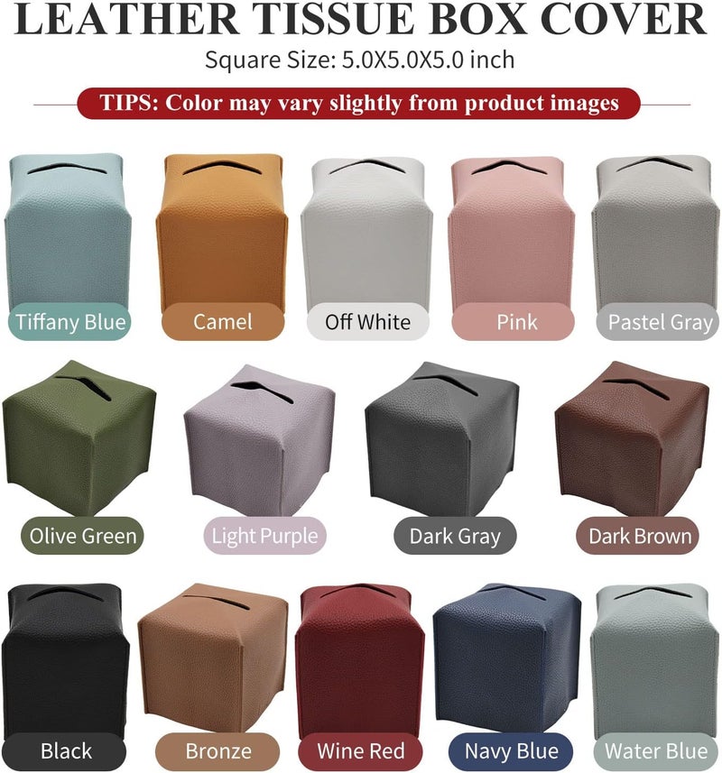 Livelab Tissue Box Cover, Square Decorative PU Leather Tissue Box Holder Modern Tissue Case Facial Paper Organizer Dispenser for Bathroom, Vanity Countertop, Night Stands, Desk, Car 5X5X5'' | Bronze - Image 5