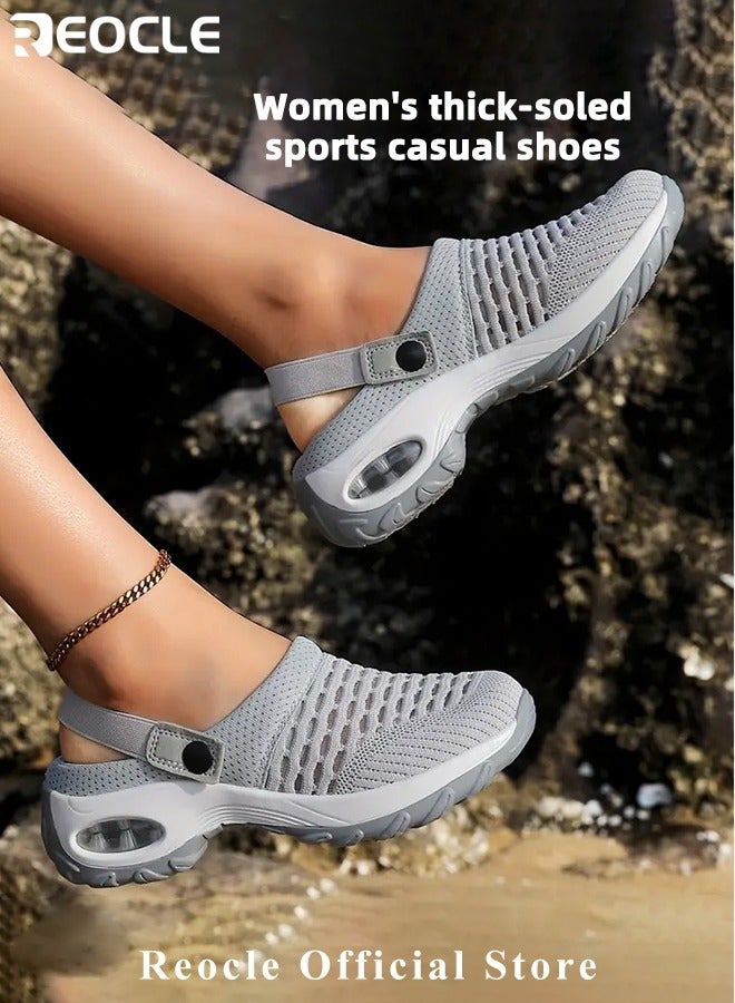 ريوكل صنادل نسائية صنادل شبكية خفيفة الوزن ذات وسادة هوائية وصنادل رياضية صيفية قابلة للتنفس للشاطئ وشباشب خارجية وصنادل للمشي - Image 2