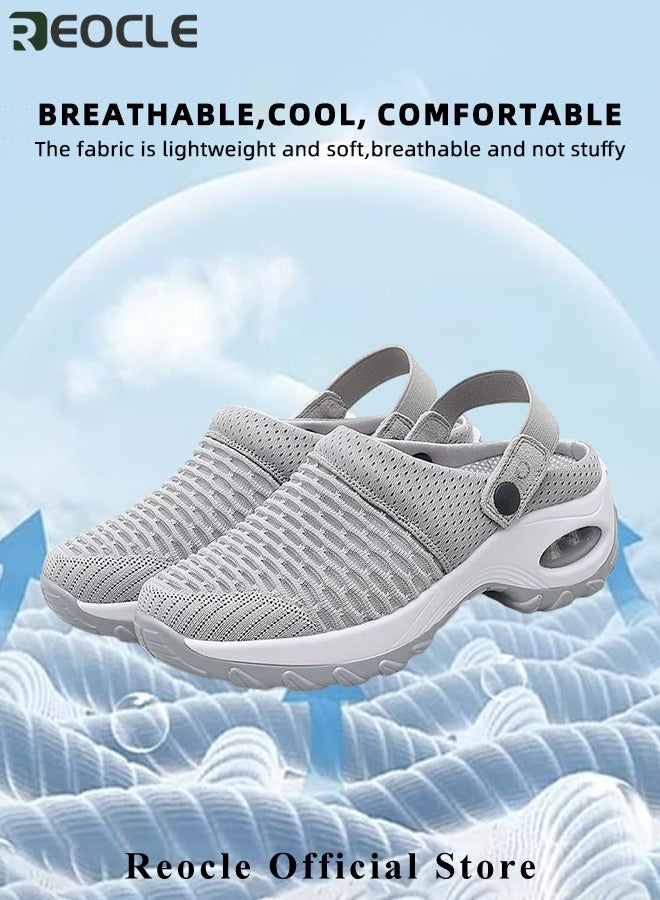 ريوكل صنادل نسائية صنادل شبكية خفيفة الوزن ذات وسادة هوائية وصنادل رياضية صيفية قابلة للتنفس للشاطئ وشباشب خارجية وصنادل للمشي - Image 3