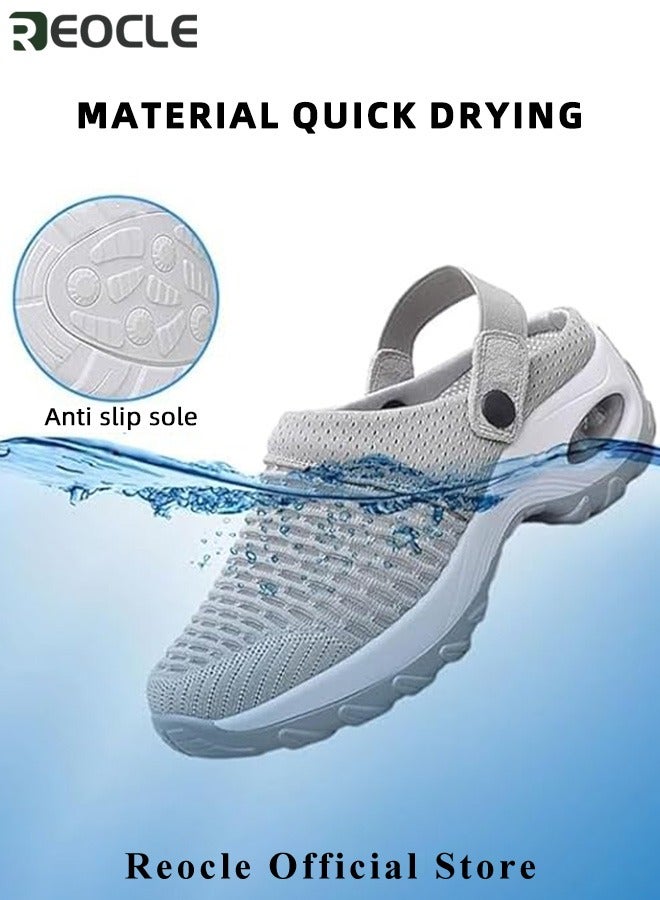 ريوكل صنادل نسائية صنادل شبكية خفيفة الوزن ذات وسادة هوائية وصنادل رياضية صيفية قابلة للتنفس للشاطئ وشباشب خارجية وصنادل للمشي - Image 4