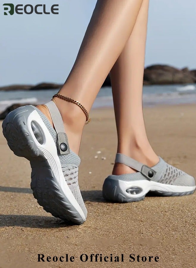 ريوكل صنادل نسائية صنادل شبكية خفيفة الوزن ذات وسادة هوائية وصنادل رياضية صيفية قابلة للتنفس للشاطئ وشباشب خارجية وصنادل للمشي - Image 5