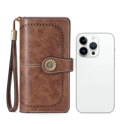SENDEFN Wallets for Women Leather Credit Card Holder with RFID Blocking Large Capacity Wristlet - Image 5