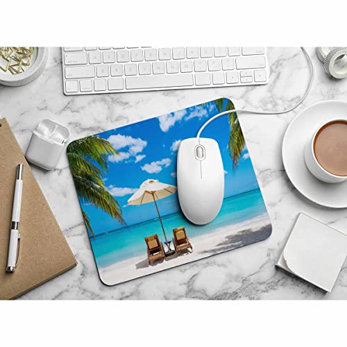 Pehede Mouse Mat Summer Vacation Beach,Non-Slip Rubber Base Thick Black Mousepad for Laptop Computer & PC 7.9x9.5 Inch - Image 4