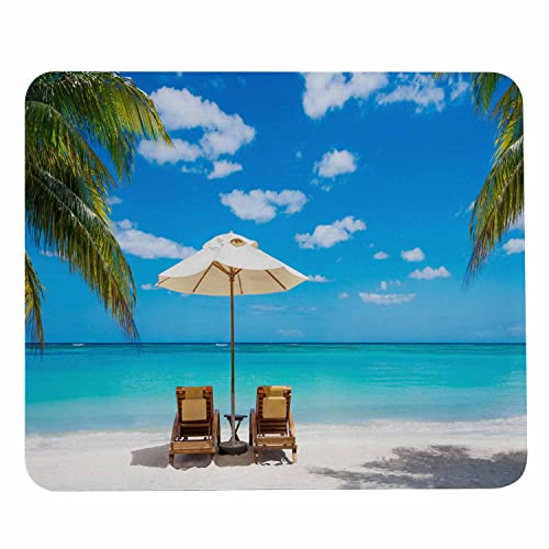 Pehede Mouse Mat Summer Vacation Beach,Non-Slip Rubber Base Thick Black Mousepad for Laptop Computer & PC 7.9x9.5 Inch - Image 1