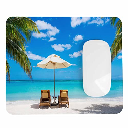 Pehede Mouse Mat Summer Vacation Beach,Non-Slip Rubber Base Thick Black Mousepad for Laptop Computer & PC 7.9x9.5 Inch - Image 2