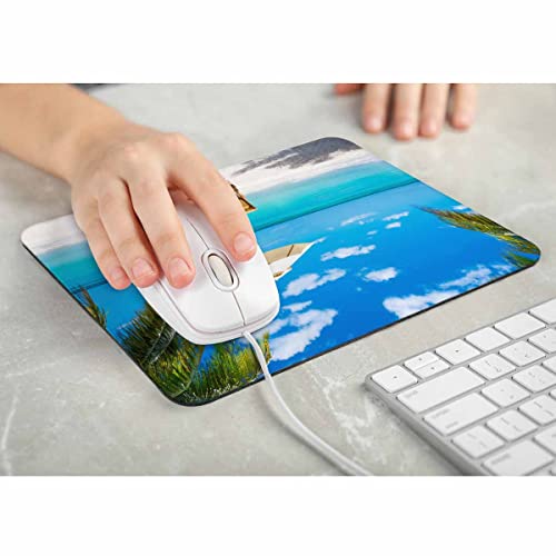 Pehede Mouse Mat Summer Vacation Beach,Non-Slip Rubber Base Thick Black Mousepad for Laptop Computer & PC 7.9x9.5 Inch - Image 5
