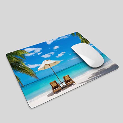 Pehede Mouse Mat Summer Vacation Beach,Non-Slip Rubber Base Thick Black Mousepad for Laptop Computer & PC 7.9x9.5 Inch - Image 3