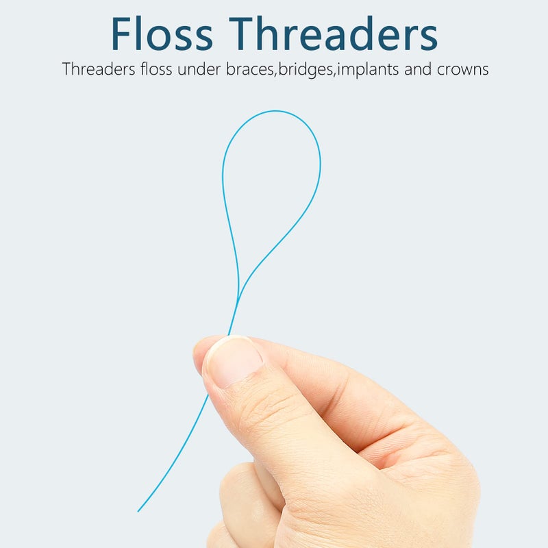 DanTicy Floss Threaders, Deep Clean Dental Floss Threader for Braces, Bridges, and Implants 200PCS(4Pack),Blue - Image 3