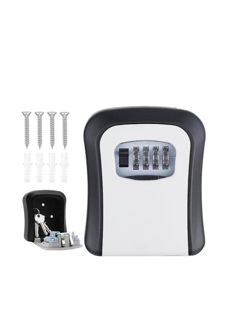 4 Digit Combination Code Key Safe Box, Wall Mounted High Security Key Lock Key Safe Storage Case for Indoor, Outdoor, School, Office(Grey Black) - Image 1