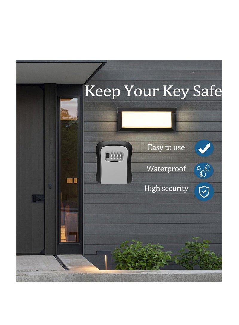 4 Digit Combination Code Key Safe Box, Wall Mounted High Security Key Lock Key Safe Storage Case for Indoor, Outdoor, School, Office(Grey Black) - Image 5
