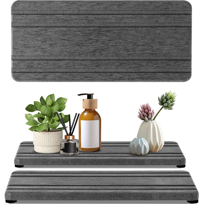 Lyxel 2PCS Water Absorbing Stone Tray, Quick Drying Diatomite Stone Sink Tray, Water Absorbent Diatomite Coasters for Kitchen Sink, Bathroom Counter Hand Soap Dish Toothbrush Holders - Image 1