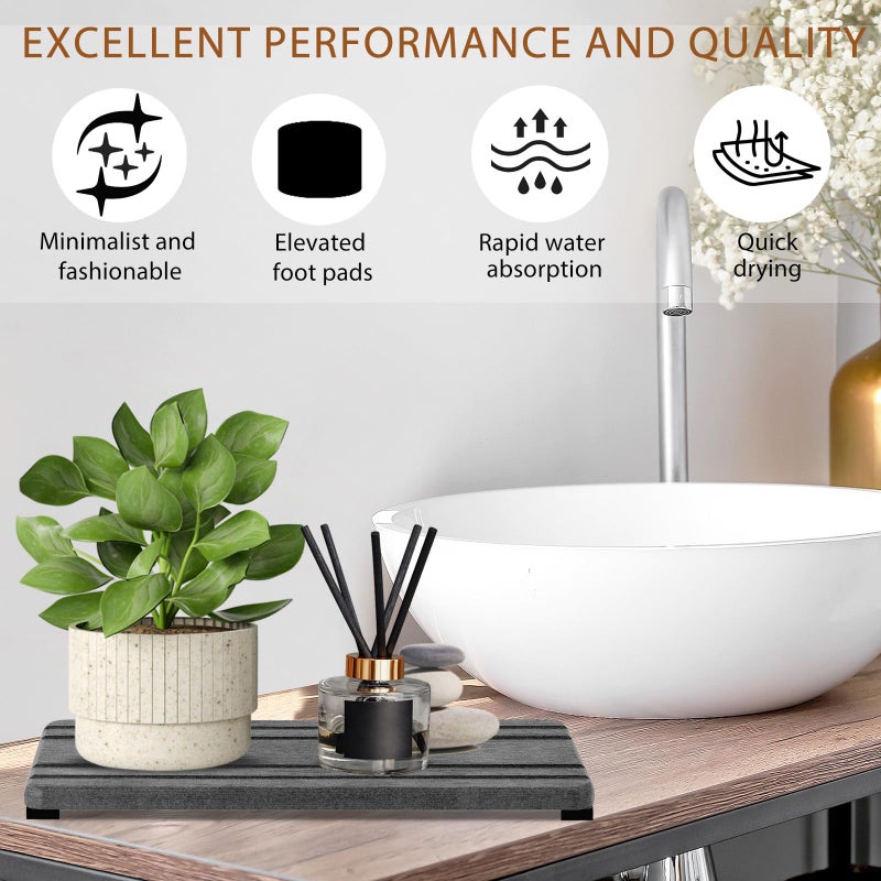 Lyxel 2PCS Water Absorbing Stone Tray, Quick Drying Diatomite Stone Sink Tray, Water Absorbent Diatomite Coasters for Kitchen Sink, Bathroom Counter Hand Soap Dish Toothbrush Holders - Image 4