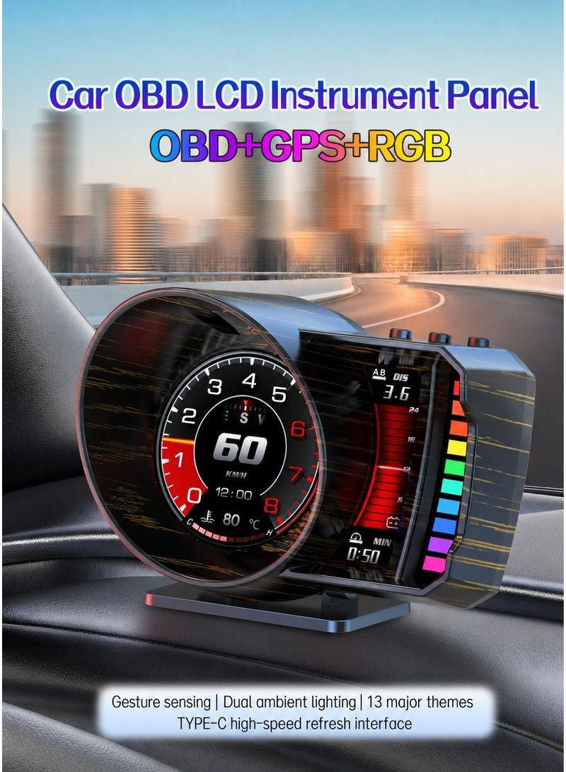 RAYHONG OBD2 Gauge Head up Display for Cars, OBD+GPS Speedometer HUD with Gesture Induction Control, KMH/MPH Speed, RPM, Overspeed Alarm Works Great for 2008+ Vehicles - Image 3