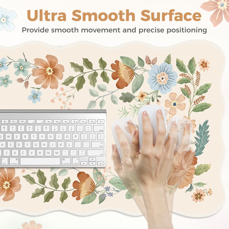 Anyshock Scalloped Office Desk Cover Mat+Keyboard Wrist Rest+Mouse Wrist Rest+Coaster Set,Scalloped Desktop mat for Teacher Desk Cover,Pastel Home Office Essentials - Image 5