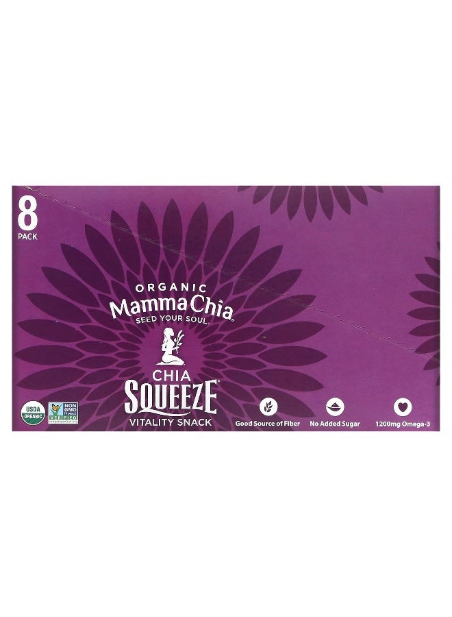 Mamma Chia, Organic Chia Squeeze, Vitality Snack, Blackberry Bliss, 8 Squeezes, 3.5 oz (99 g) Each - Image 1